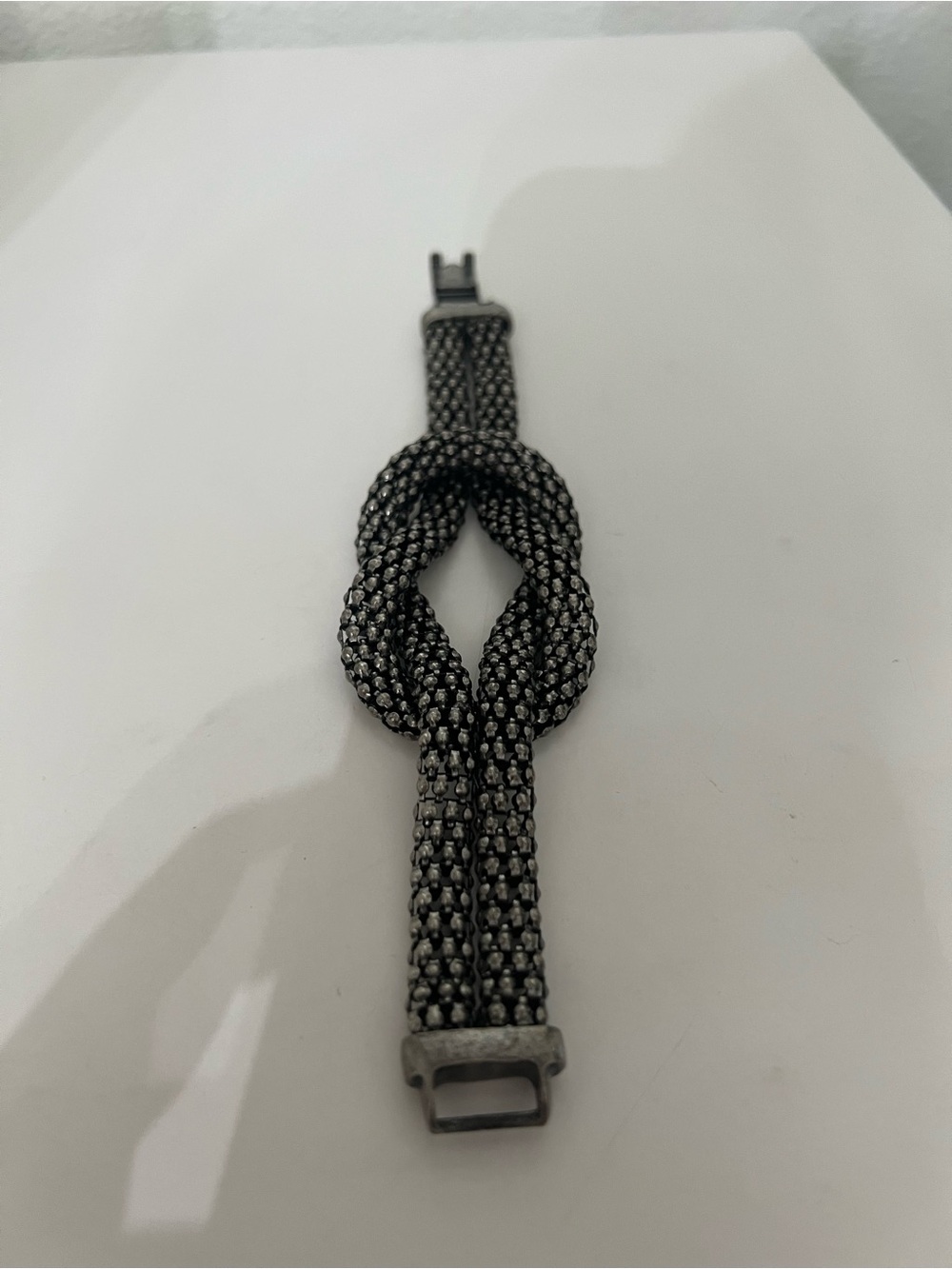 Vintage Knot-Style Woven Statement Bracelet in Gunmetal